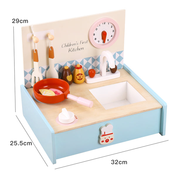 Wooden Toy Kitchen and Cooking Play Set