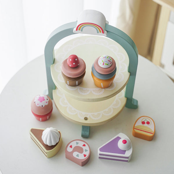Wooden Dessert and Cake Stand Play Set