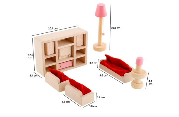 Pink Dollhouse Furnitures 6 Rooms and 7 Family Dolls in Christmas Outfit