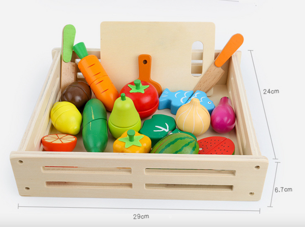 Wooden Play Set - Vegetable and Fruit Cutting Toy Set