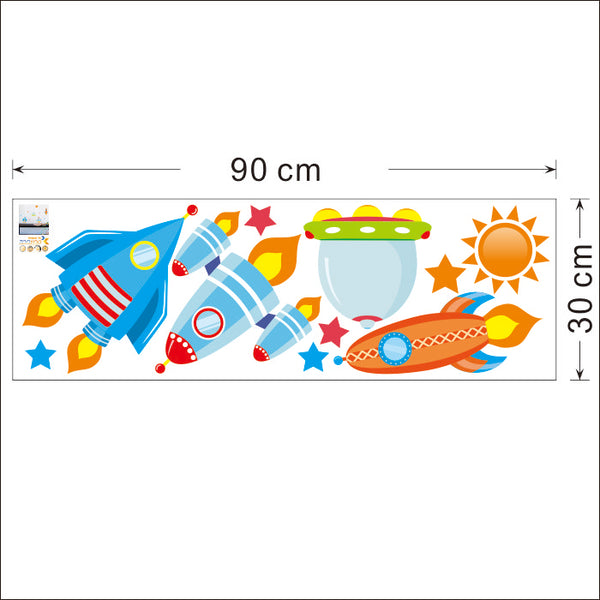 Spaceship and Rocket Wall Sticker