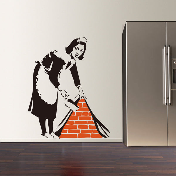 Banksy's Mural Vinyl Sticker - The Sweeping Maid