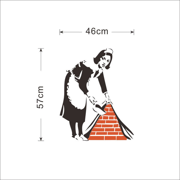 Banksy's Mural Vinyl Sticker - The Sweeping Maid