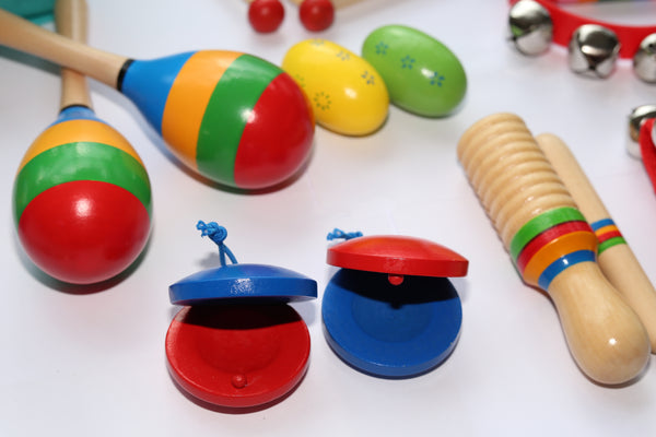 DecoBay Wooden Musical Instruments Set - Rainbow 16pcs