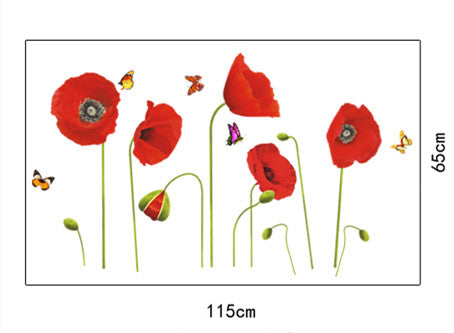 Poppy Flowers Removable Transparent Wall Decal