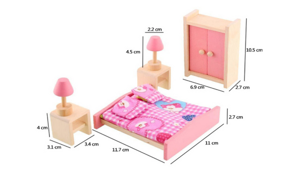 DecoBay Pink Dollhouse Furnitures 6 Rooms and 7 Family Dolls in Christmas Outfit