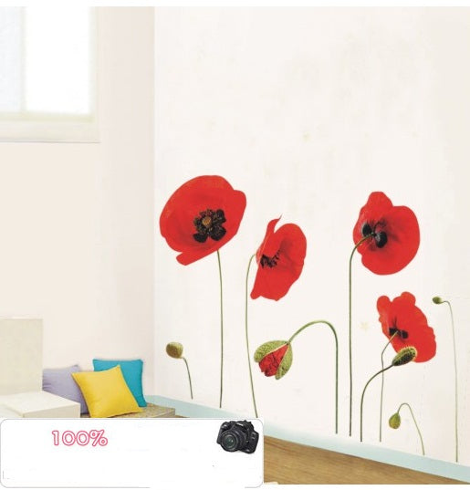 Poppy Flowers Removable Transparent Wall Decal