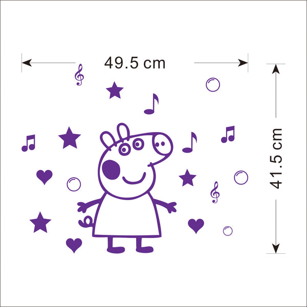 Peppa Pig with Purple Music Note and Starts Vinyl Sticker